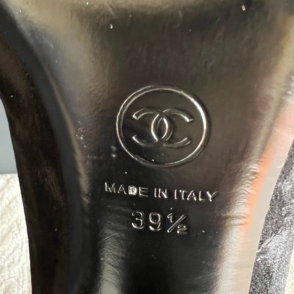 Chanel Cap Toe Blk Suede  Platform High Heel Round Toe W Pump size 9.5 - Picture 6 of 16